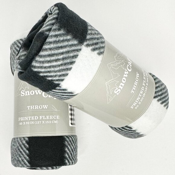 50" x 60" NEW White/Black Buffalo Check Fleece Throw for Bedroom, Living Room - Picture 2 of 3